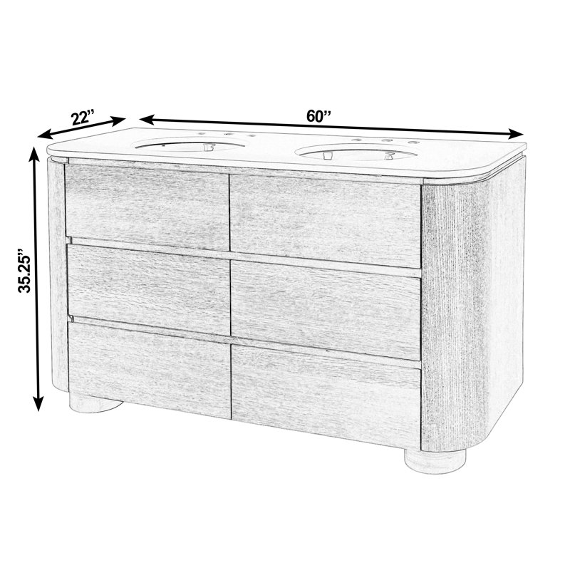 Genoa 60. in. W Quartz 4 Drawer Double Bathroom Vanity, 60"
