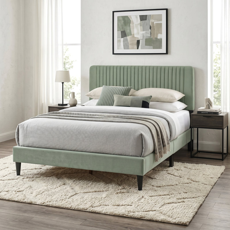 Melrose Upholstered Double (4'6) Bed, Sea Spray