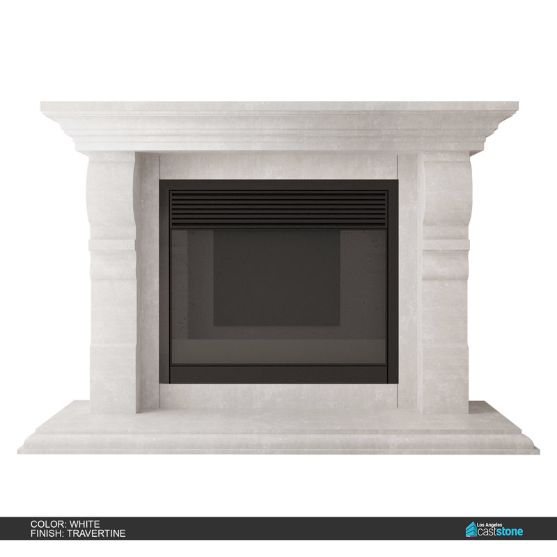 Vana Fireplace Surround, Travertine-White