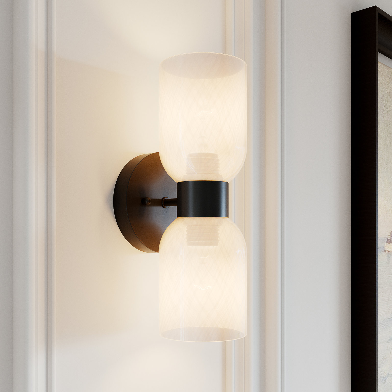 Eugenie 2-Light Steel Dimmable Gold Armed Sconce, Cream, Matte Black