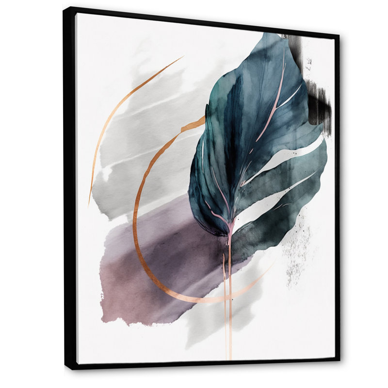 Décoration murale Green Green Philodendron Leafy Whispers I - Feuilles florales, L 12 po x H 20 po, Cadre flottant noir