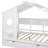 Full Size House Bed With Storage Shelves And 2 Drawers, Wood Platform Kids House Bed With Window And Roof For Bedroom, Full Playhouse Bed Frames For Boys Girls, Can Be Decorated, White-86841028