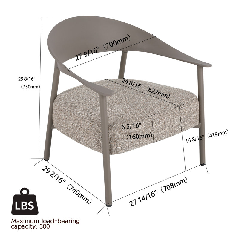 Ensemble de chaises d'appoint 2 pièces Modern avec table basse, Gris chaud