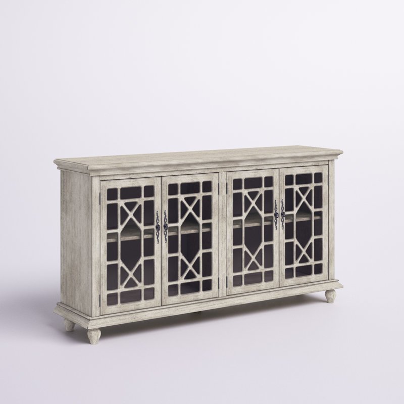 Ira Wood Four Door Credenza, Ivory