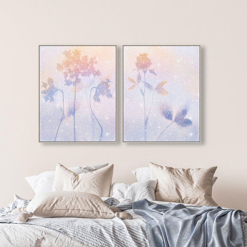 Lavender Shadows Set Set by Oliver Gal, 31"H x 37"W, Silver Floater Frame