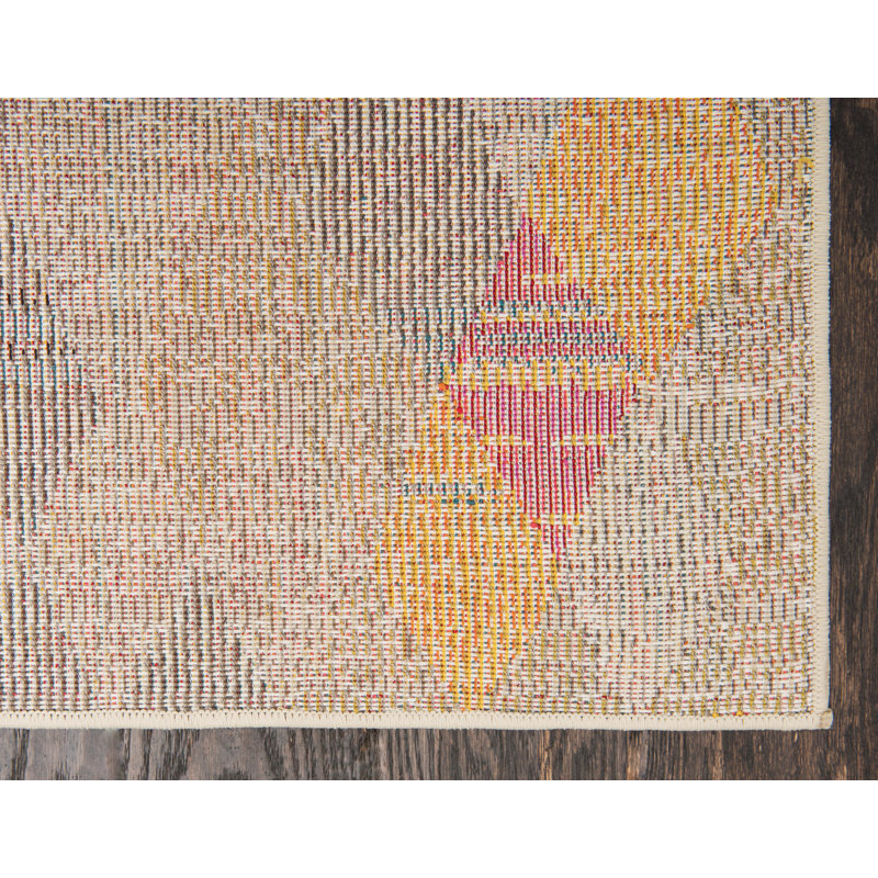 Lonniet Washable Geometric Indoor Rug, Rectangle 3'3" x 5'3"