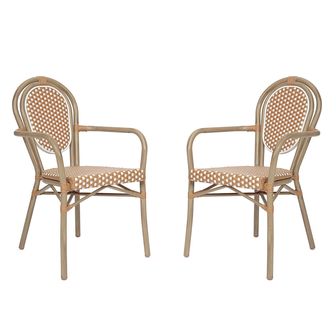 Damore All-Weather Commercial Paris Chairs with Arms and Metal Frames (Set of 2) Bay Isle Home™