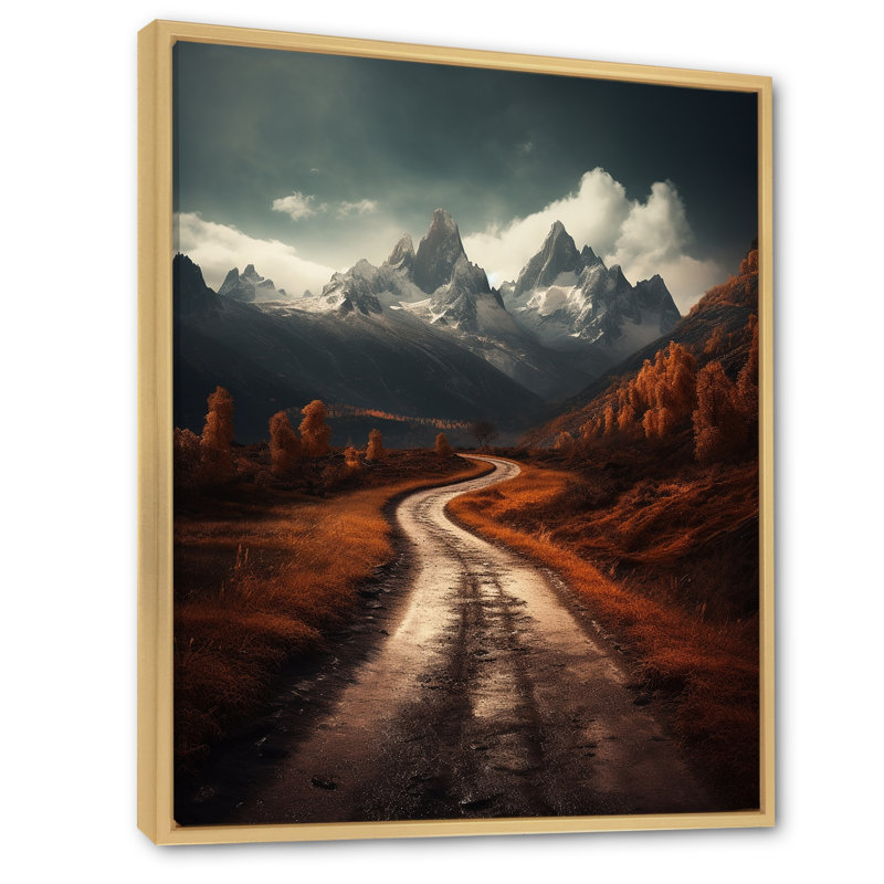 Endless Roadway Frozen Adventure - reproduction sur toile, H 32 po x l 16 po, Cadre naturel flottant