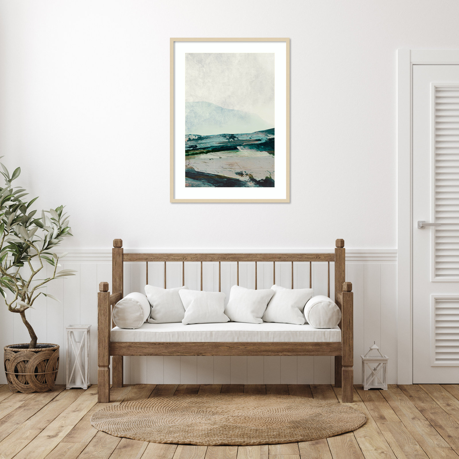 Cleve "Mountain Mists" Print by Dan Hobday, Brown Framed, 41" H x 30" W