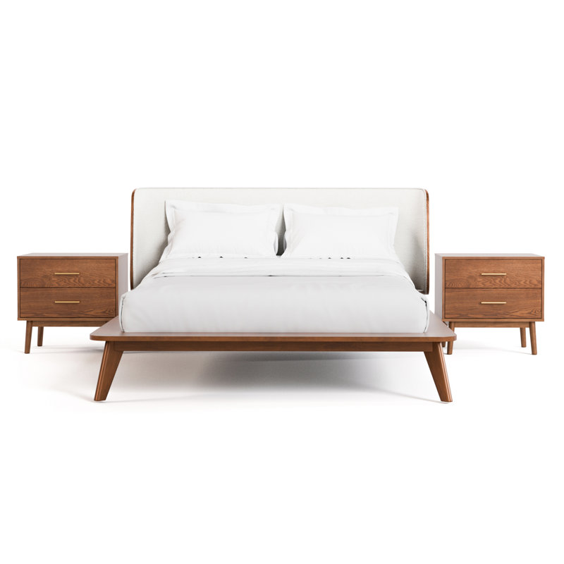Nevio Bedroom Set, 3 Pcs: Bed, 2 Nightstands, Queen