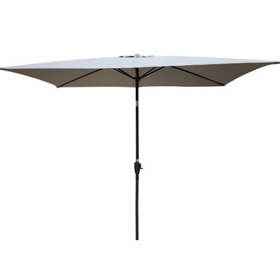 9X6ft Patio Umbrella - To Sun And Rain, Crank Lift With Push Button Tilt For Poolside Rectangular Outdoor Strong Stable, Protected, Backyard