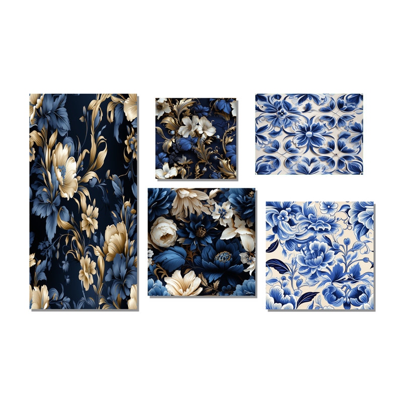 Ensemble de salon victorien à motif de cobalt bleu victorien doré, Toile tendue