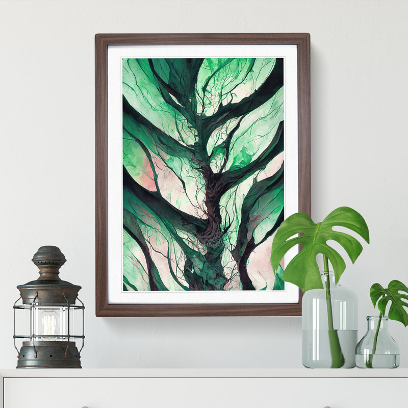 Branches Of A Tree Abstract No.3 - Single Picture Frame Painting, 64cm H x 46cm W x 2cm D, Walnut