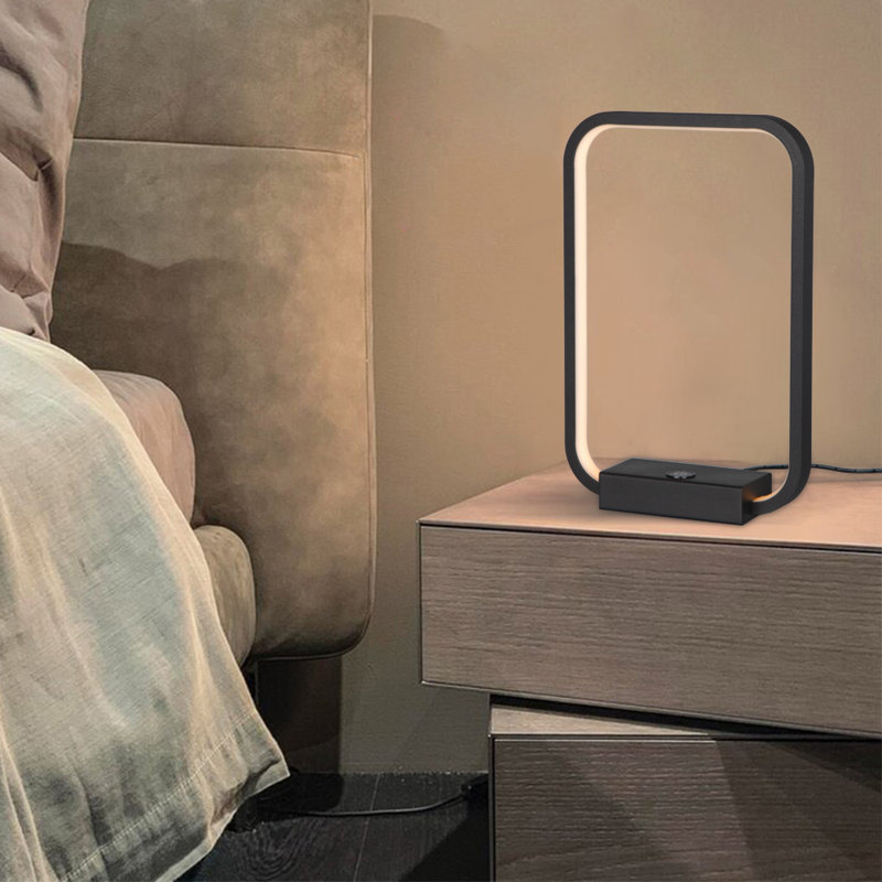 Lampe de chevet moderne à intensité variable avec port USB, lampe de table rectangulaire à contrôle tactile pour la chambre à coucher