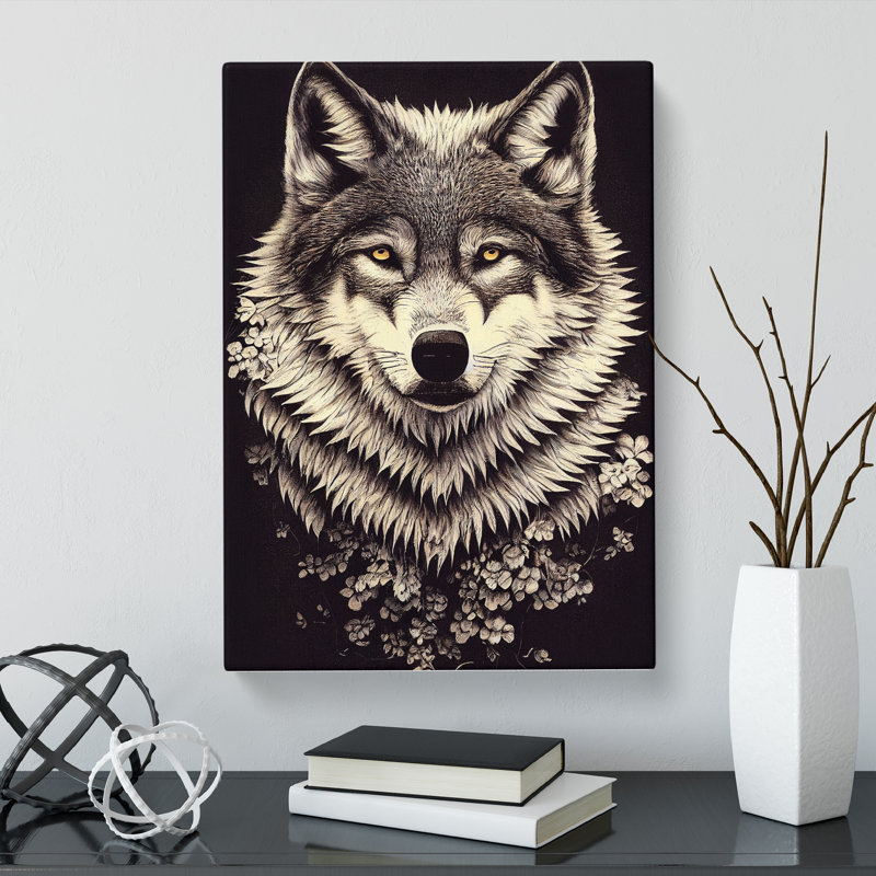 CAN-V0523-2925X Wolf Vintage Art Vol.1 - Wrapped Canvas Print, 60cm H x 40cm W