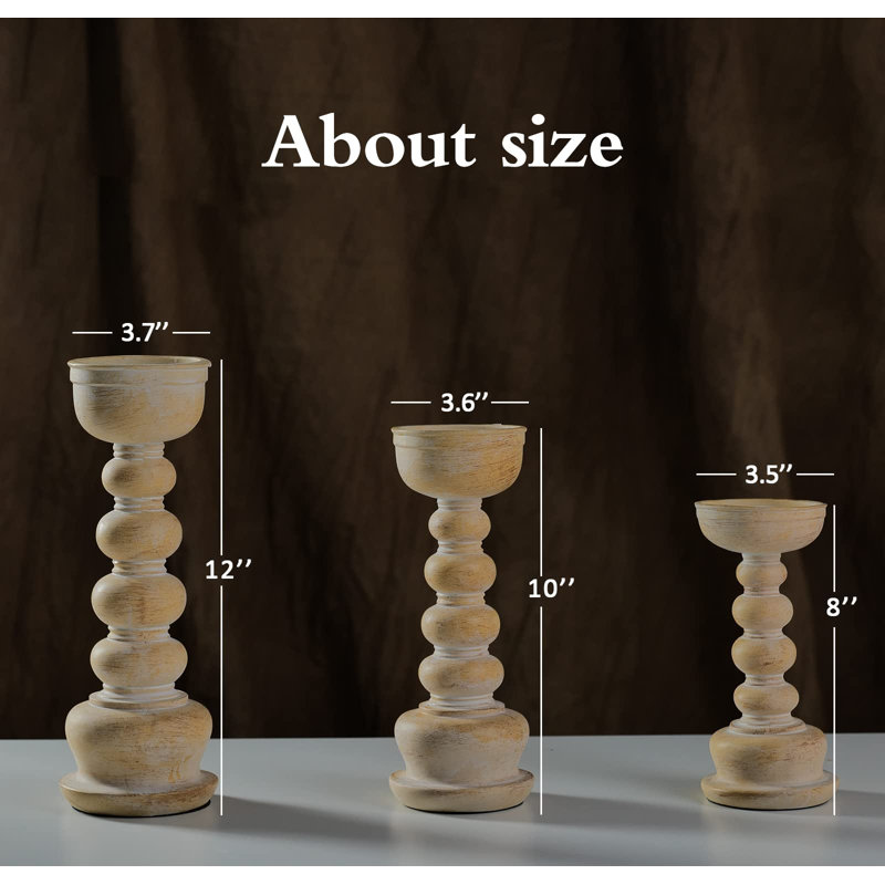 One Allium Way® Set of 3 Tall Pillar Candle Holders: 12", 10", and 8" H ...