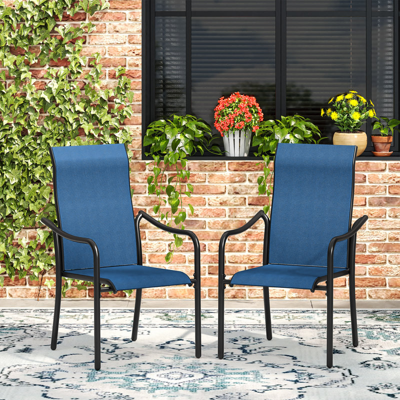 Chaise de salle à manger d'extérieur empilable, Bleu