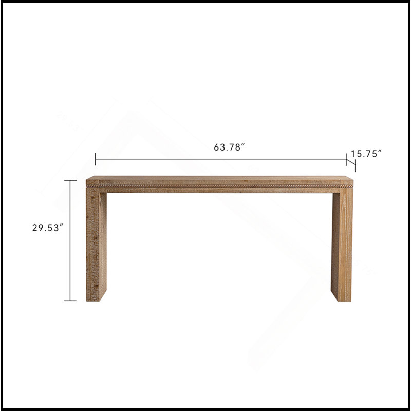 Bois massif, console avec bois massif pour le salon, longue table de canapé derrière le canapé, table d'entrée étroite rétro pour le vestibule du couloir