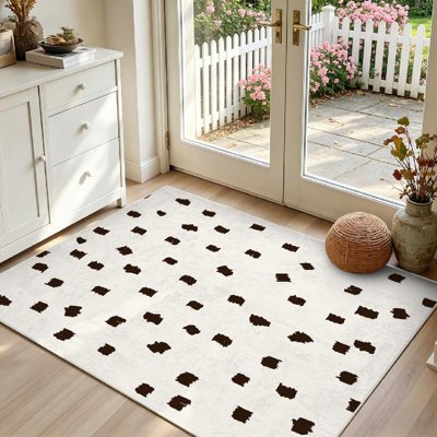 Tapis d'intérieur bohème transparent, lavable à la machine, motif peau d'animal abstrait