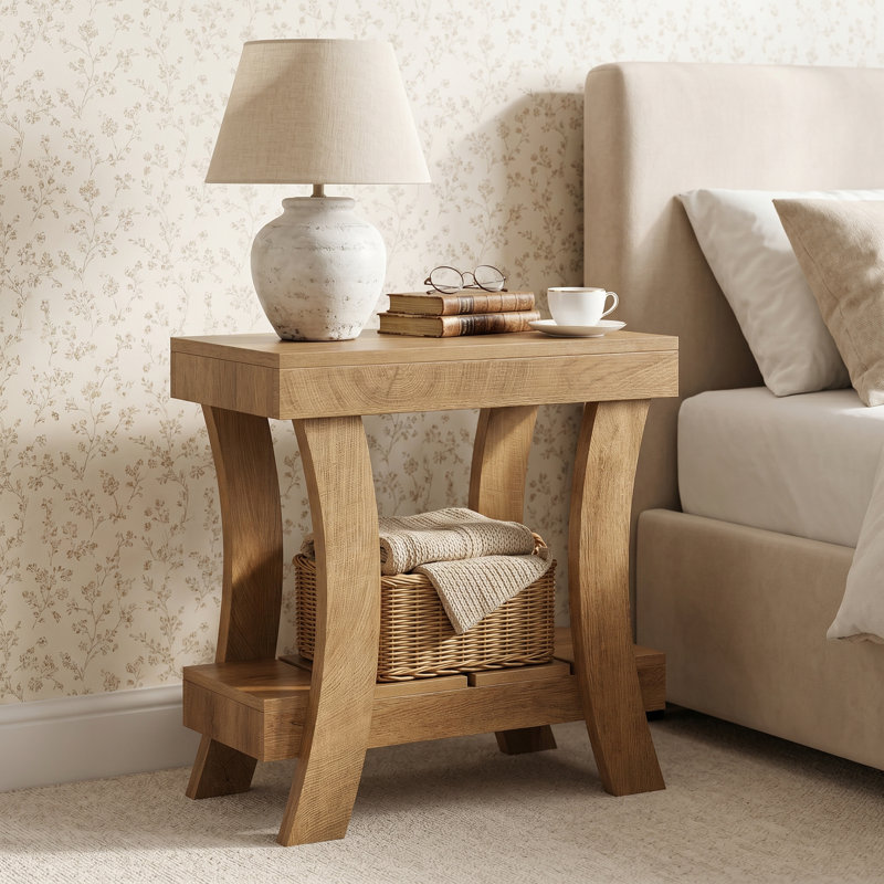 Pedestal End Table, Brown