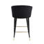 Chaise de comptoir rembourrée en velours tendance avec capitonnage exquis et détails dorés, pieds en métal noir, l 20 po x P 21 po, H 36,5 po, rembourrée de mousse, tabouret élégant-261940836