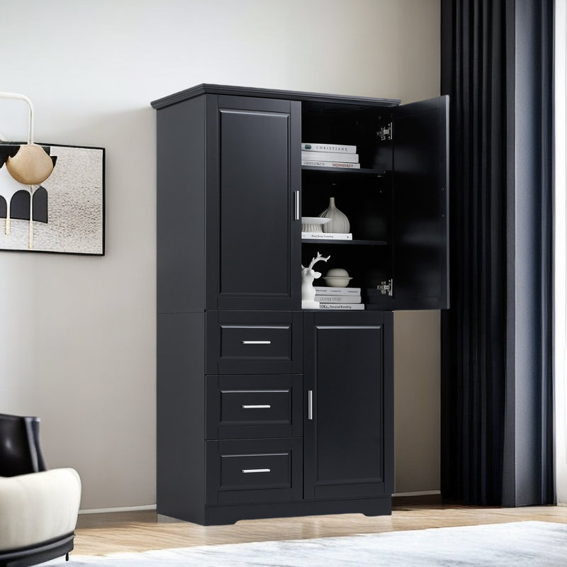 Armoire en bois manufacturé 3 portes et 3 tiroirs Brisayda