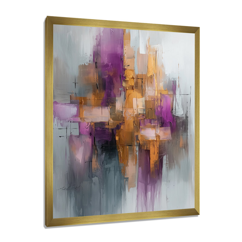 Obear - impressions sur toile abstraites, H 40 po x l 30 po, Reproduction encadrée d'une seule photo, Doré