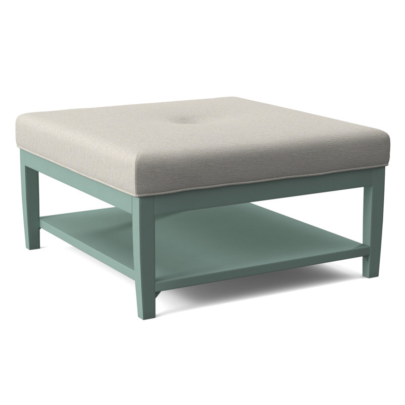 Hammond Square Ottoman, Frost White Finish, White Performance Fabric; 0851-94