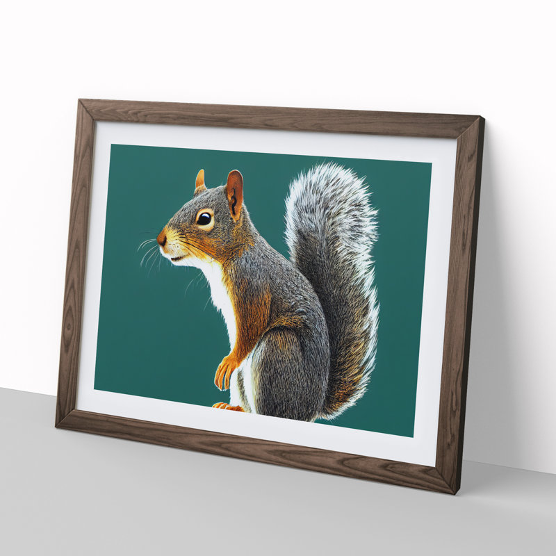 A Tantalising Squirrel - Framed Print, Walnut, 25cm H x 34cm W x 2cm D