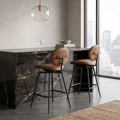 Modern Faux Leather Swivel Bar Stool