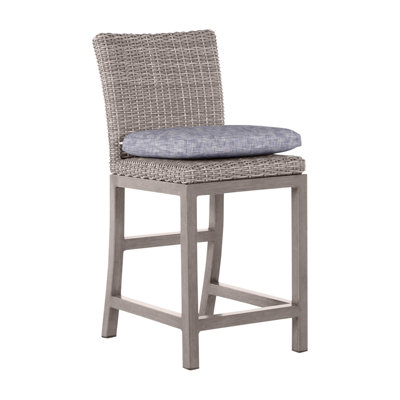 Rustic Polyethylene (PE) Wicker Outdoor 24'' Counter Stool with Cushion
