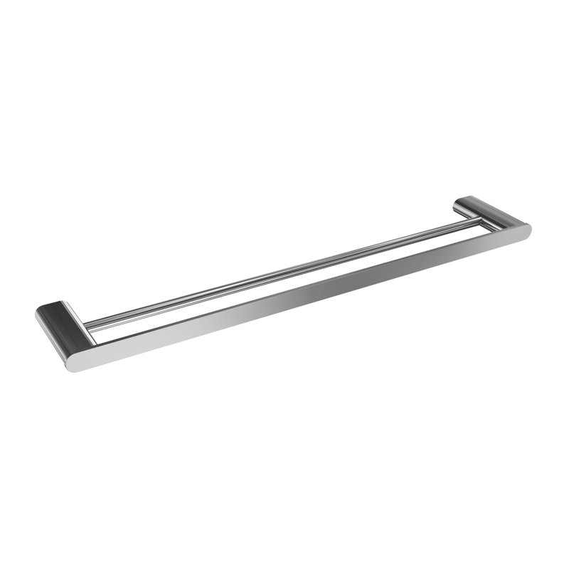 Porte-serviettes mural double 24 po Flow - Chrome, fabrication en laiton de qualité supérieure, quincaillerie d'installation incluse