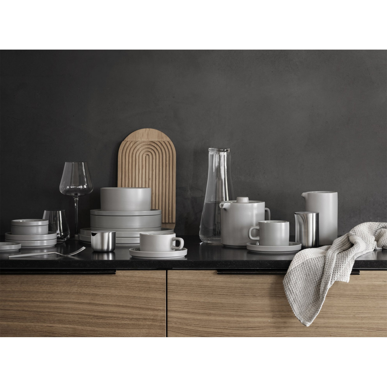GANO Organic Cotton 2 Piece Tea Towel Set, Moonbeam/Mourning Dove