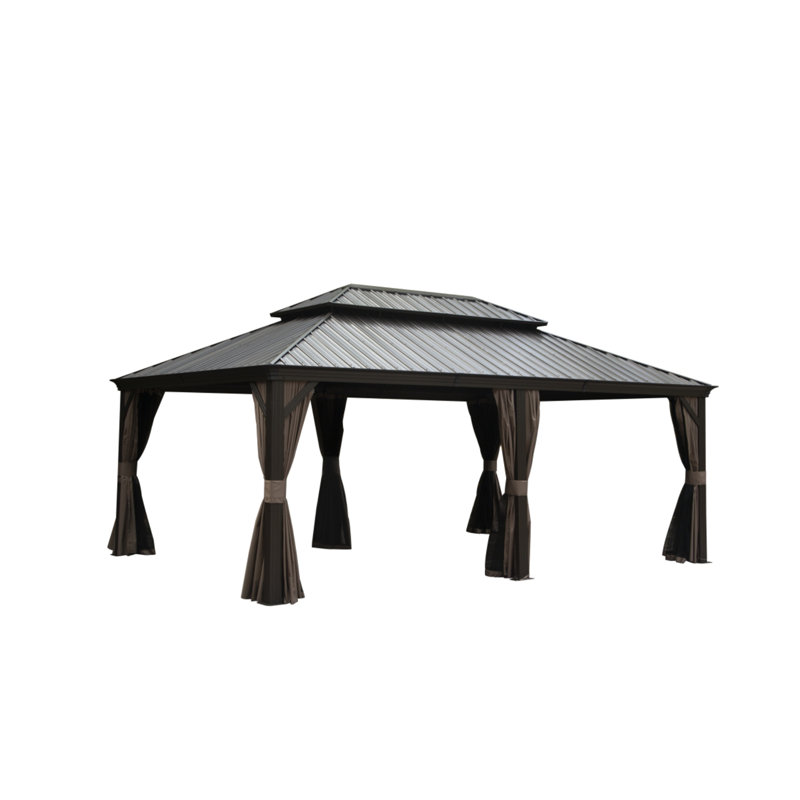 Heavy-Duty Pavilion Gazebo – Spacious & Secure, Brown