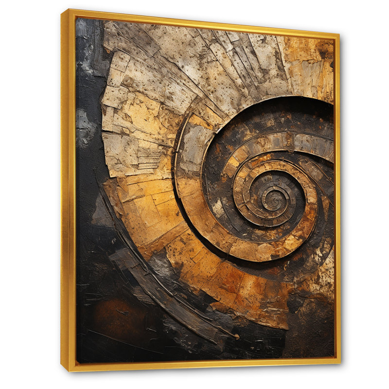 Prado - abstrait spirales sur toile_106212, H 32 po x l 24 po x P 1 po, Toile avec cadre flottant or