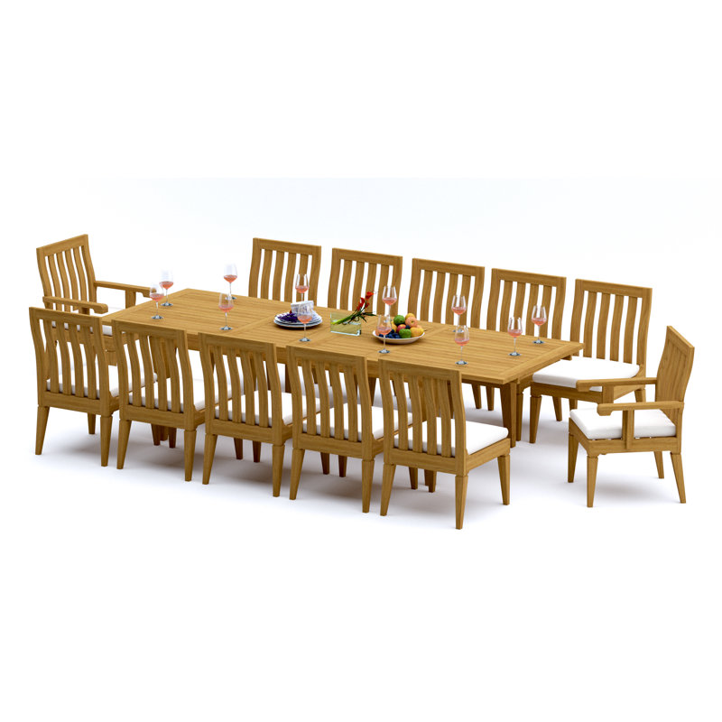 Caranas Teak Wood Patio Dining Set with, 12