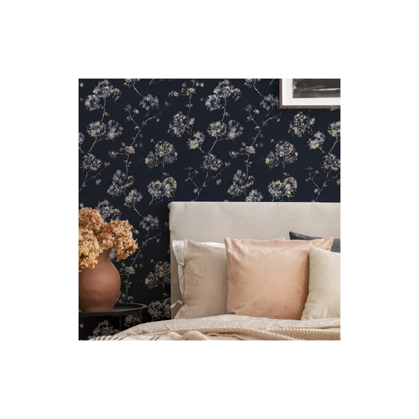 Sun-Bleached Floral Peel and Stick Wallpaper, Midnight