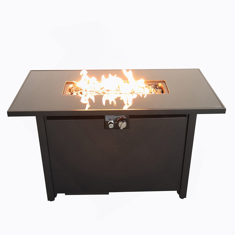 25" H X 42" W Steel Outdoor Fire Pit Table With Lid