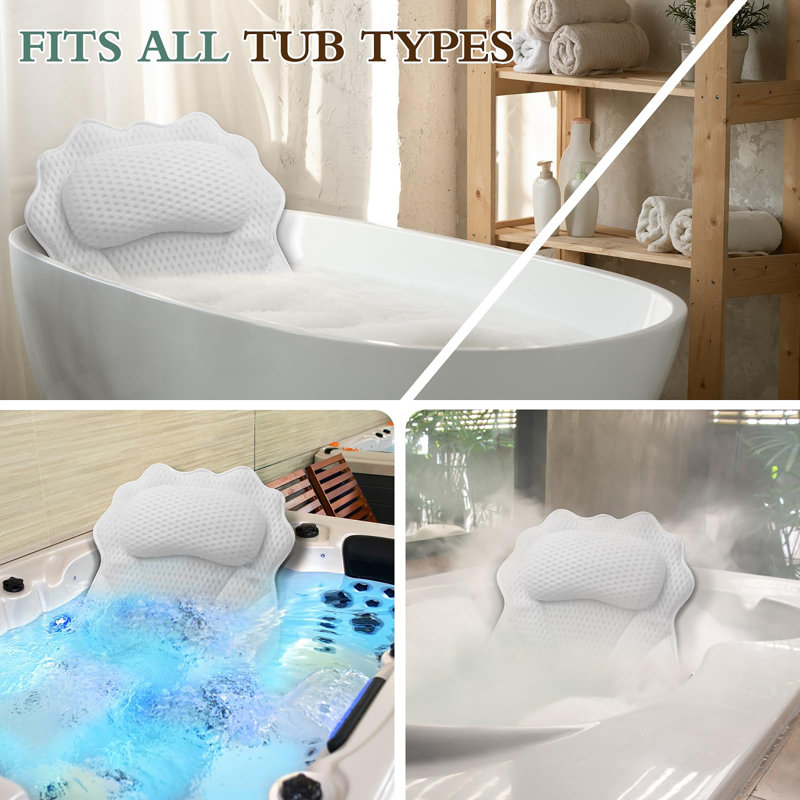 Coussin de baignoire ergonomique de luxe, Blanc