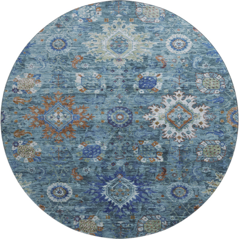 Machine Washable Mayfield AMF1927 Global Rug, Round 8'