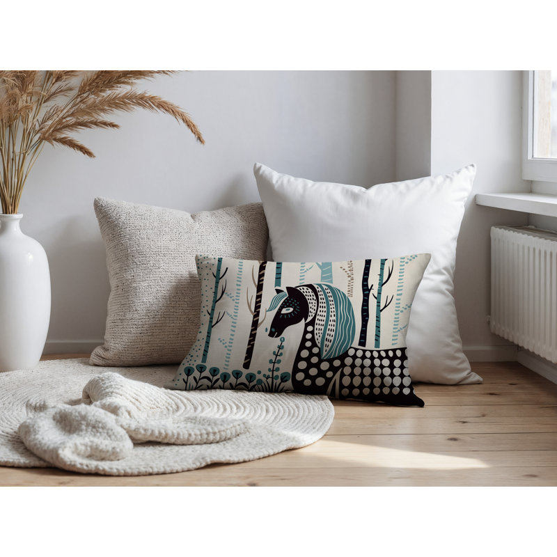 Coussin lombaire réversible intérieur / extérieur niko Horse, Émeraude, Rectangle H 18 po x l 25 po