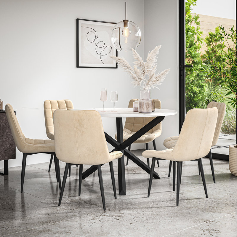 Darcus 6 - Person Dining Set, Black/Beige