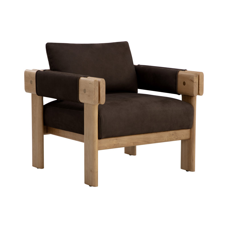 Chaise longue en cuir fleur 34 po, Cuir véritable noir