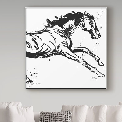 «Black Scribble Horse» par Dartis, impression sur toile tendue