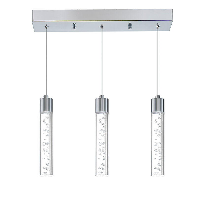 Luminaire suspendu pour îlot de cuisine Aniha, Chrome, 3