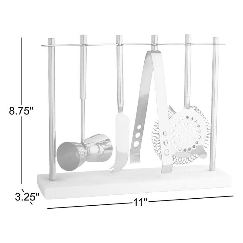 Bar Tool Set in Gold & Marble