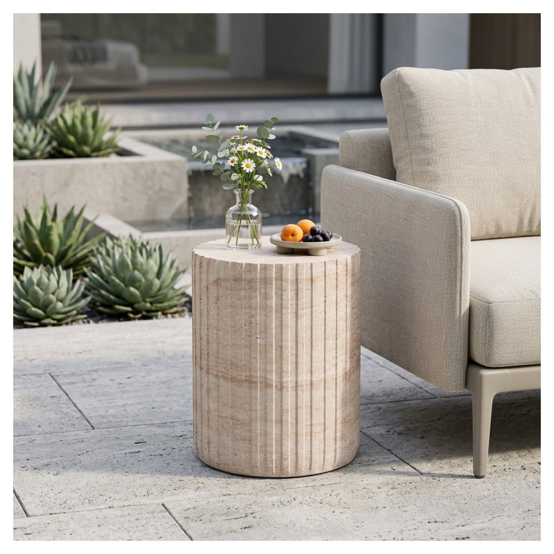 Table d'appoint carrée en béton Travertine