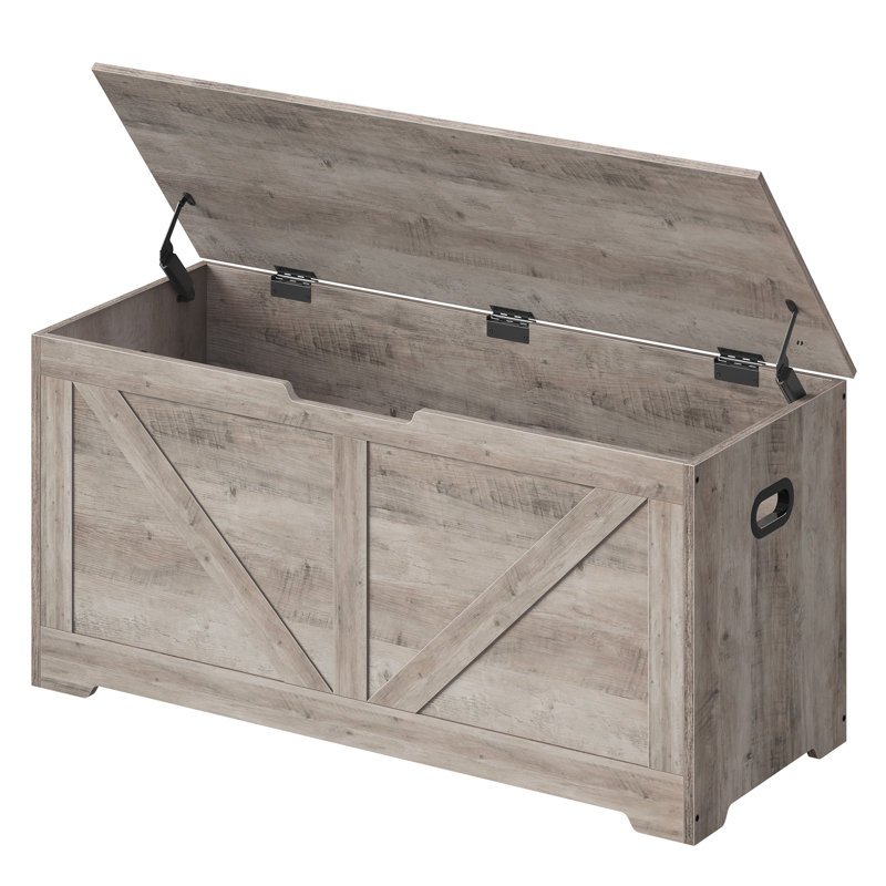 Storage Trunk With 2 Safety Hinges, Gray