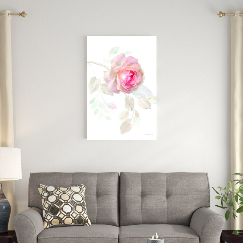 «Gentle Rose I» par Danhui Nai, peinture sur toile tendue, H 36 po x l 24 po x P 1,25 po