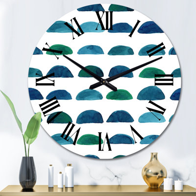 Demi Circles In Shades Of Blue - Horloge murale à motif